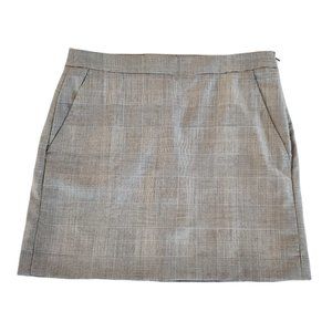 Theory Plaid Wool Mini Skirt, Grey Black Blue, 4